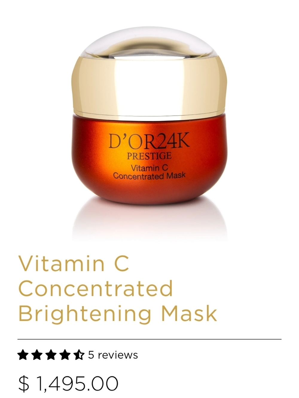 D'or 24k Vitamin C Brightening Mask Retail $1495